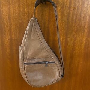 Vintage 80’s - Healthy Back Bag- taupe tan Leather Sling Bag